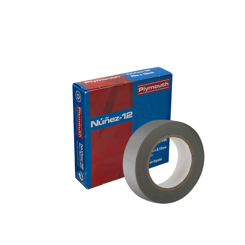 PLYMOUTH 5088 Cinta adhesiva de PVC NÚÑEZ-12 20x19x0,15 gris para aplicaciones eléctricas